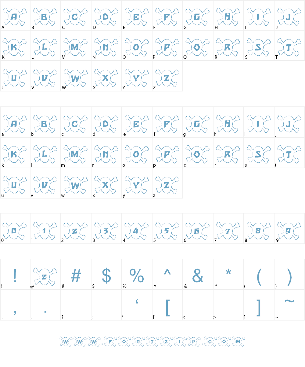 101! Skull & BoneZ Font Character